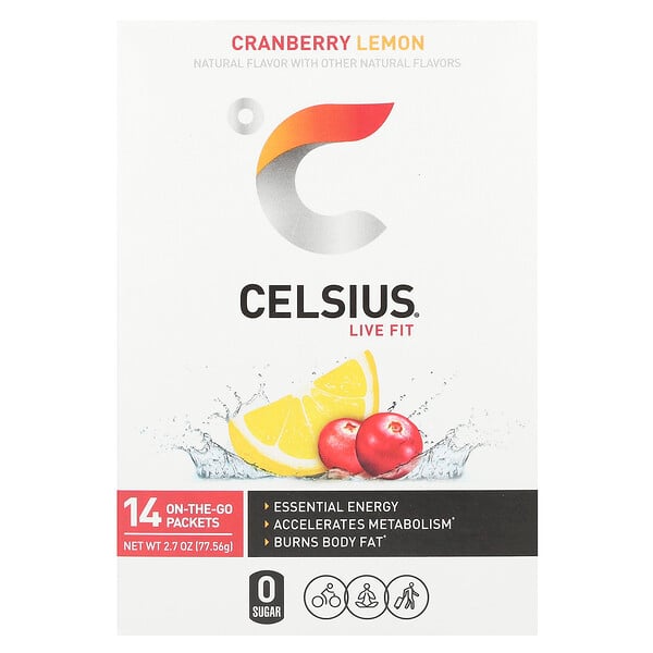 Live Fit, Cranberry Lemon, 14 On-The-Go Packets (Пакеты ), 0.2 oz (Унции) (5.54 g) Each Celsius