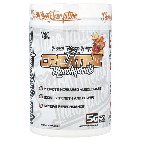 Creatine Monohydrate, Peach Mango Rings, 12.1 oz (Унции) (342 g) VMI Sports