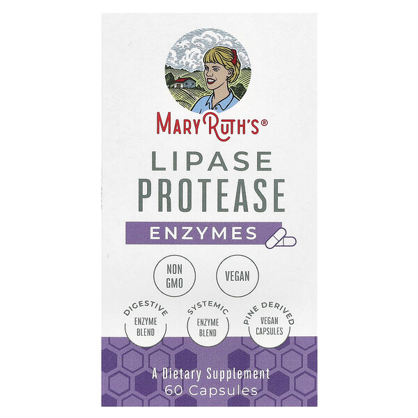 Lipase Protease Enzymes, 60 Capsules (Капсулы) MaryRuth's