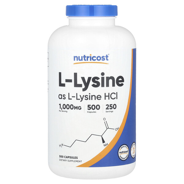 L-Lysine, 1,000 mg, 500 Capsules (Капсулы) (500 mg per Capsule) Nutricost