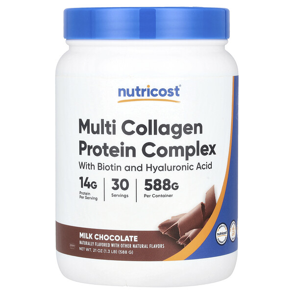 Multi Collagen Protein Complex, Milk Chocolate, 1.3 lb (Фунты) (588 g) Nutricost