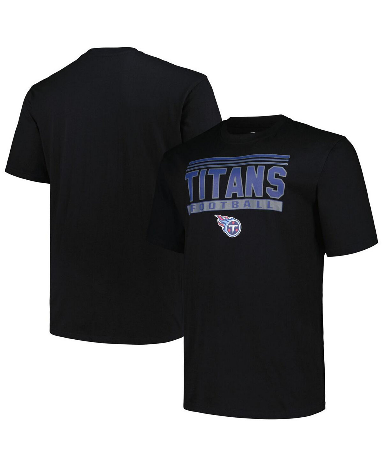 Черная футболка Tennessee Titans Big Tall Pop для мужчин с круглым вырезом и короткими рукавами Fanatics