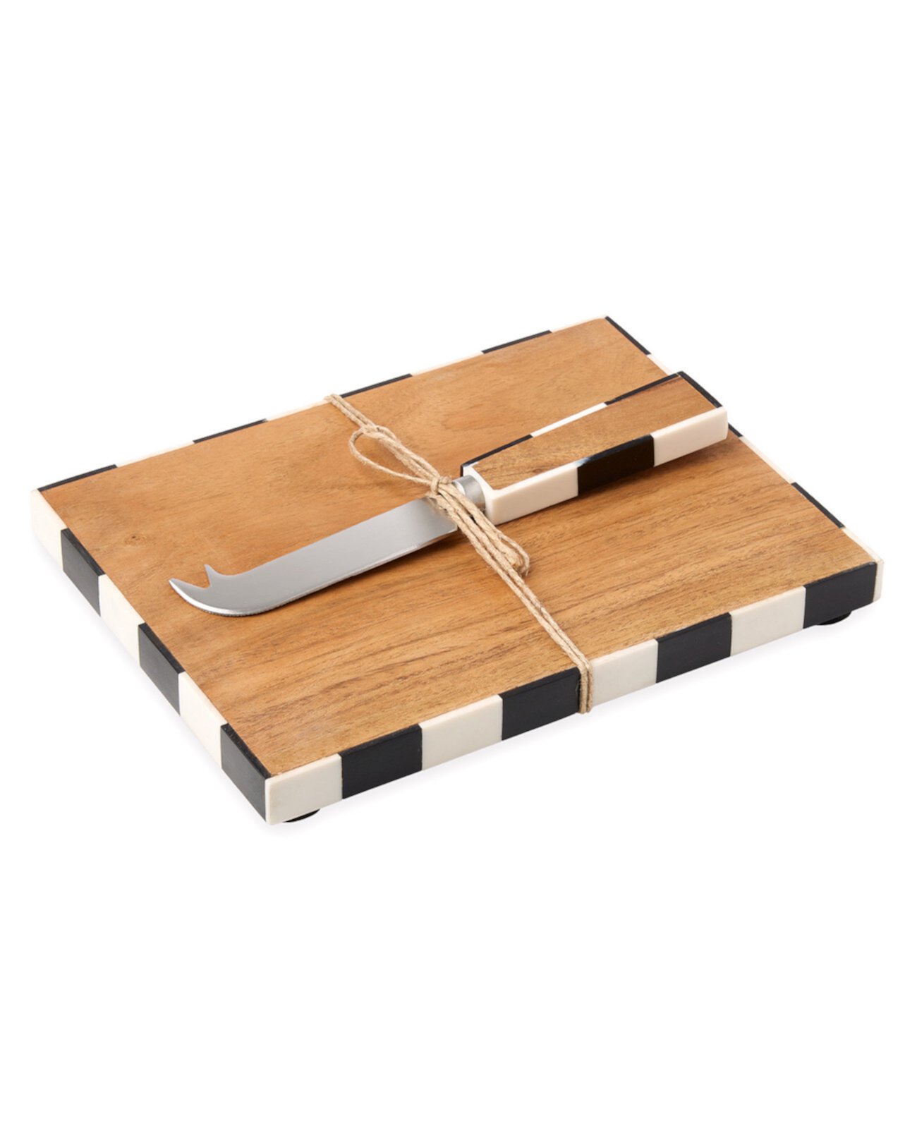 Acacia Wood Cheese Board with Matching Cheese Knife Godinger