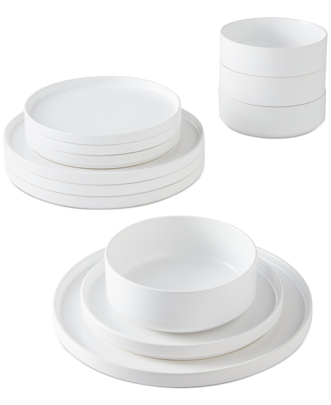 Aaden Matte Stackable 12-Pc. Dinnerware Set Service for 4, Created for Macy's The Cellar