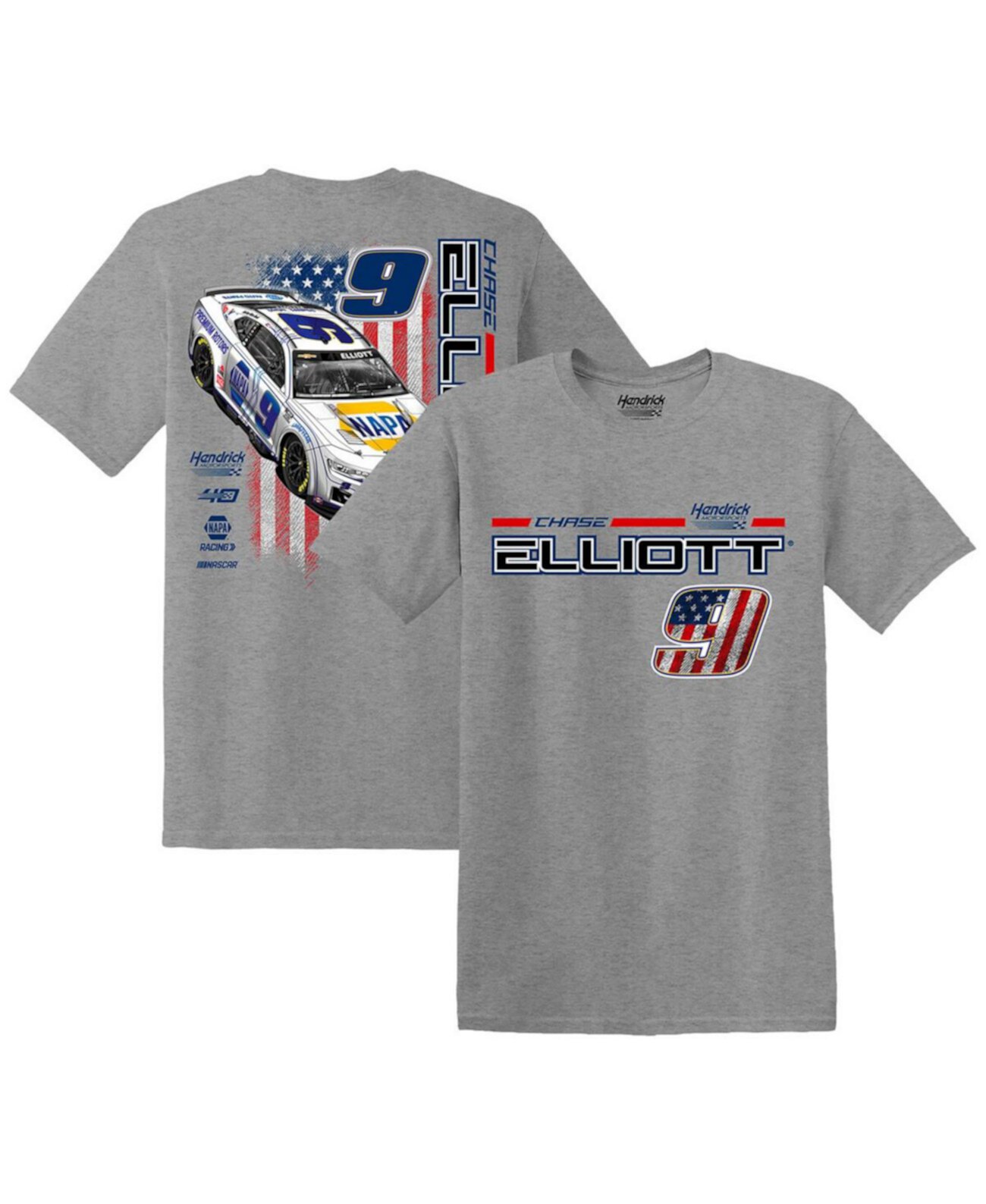 Мужская футболка Chase Elliott NAPA из светло-серого хлопка с принтом Hendrick Motorsports Team Collection