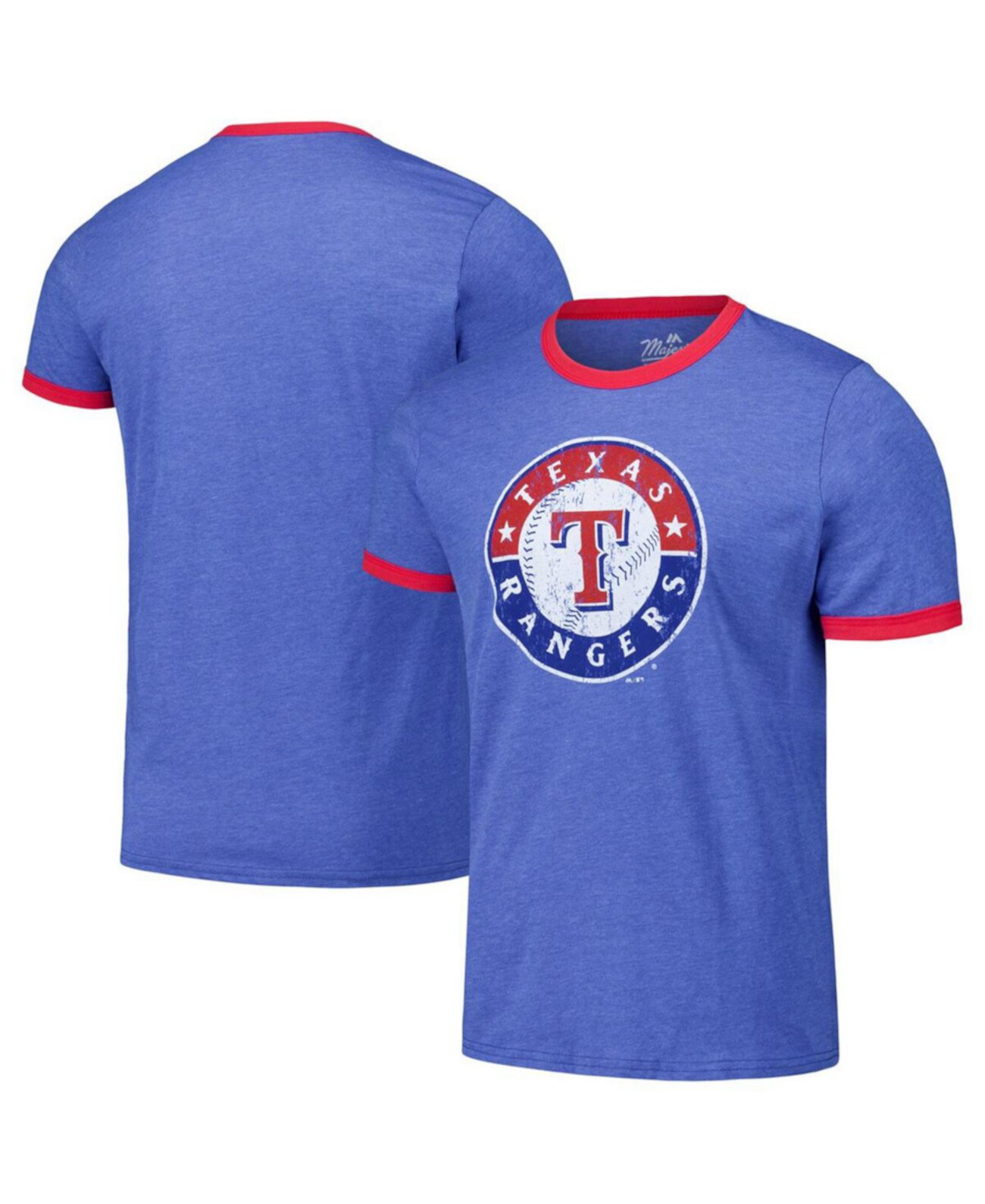 Мужская винтажная трикотажная футболка Royal Texas Rangers Ringer из смешанных тканей Majestic