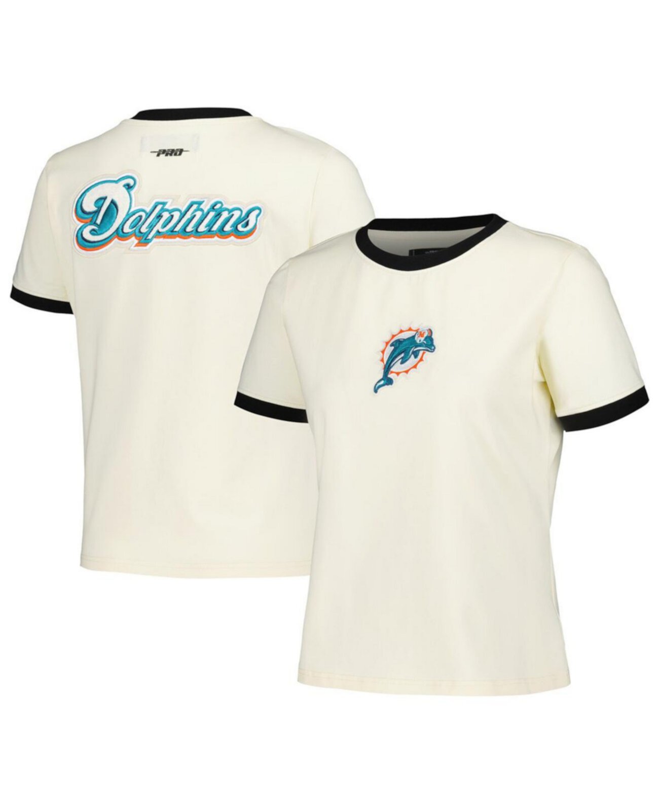 Женская кремовая футболка Miami Dolphins Retro Classic с короткими рукавами Pro Standard