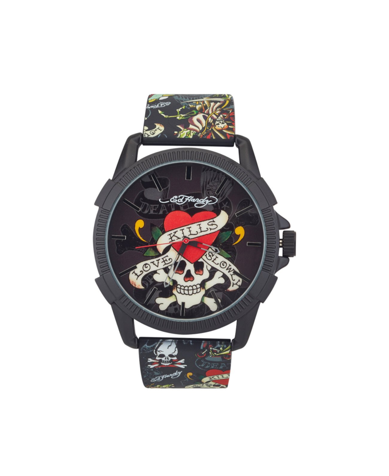 Смарт часы Ed Hardy Мужские 48мм с матовым черным силиконовым ремешком Ed Hardy