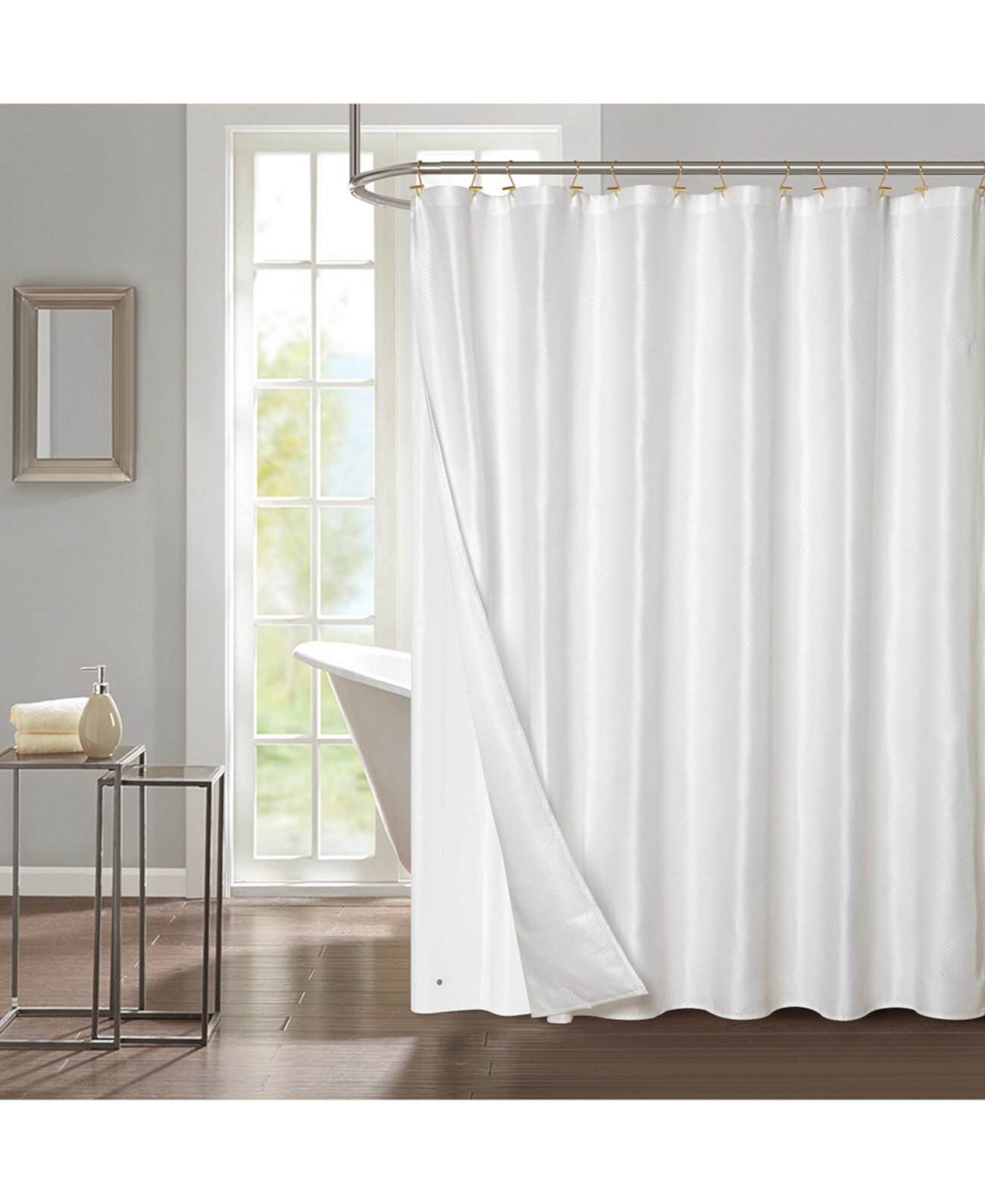 White Diamond Texture 14 Pc Shower Curtain Set Style Nest