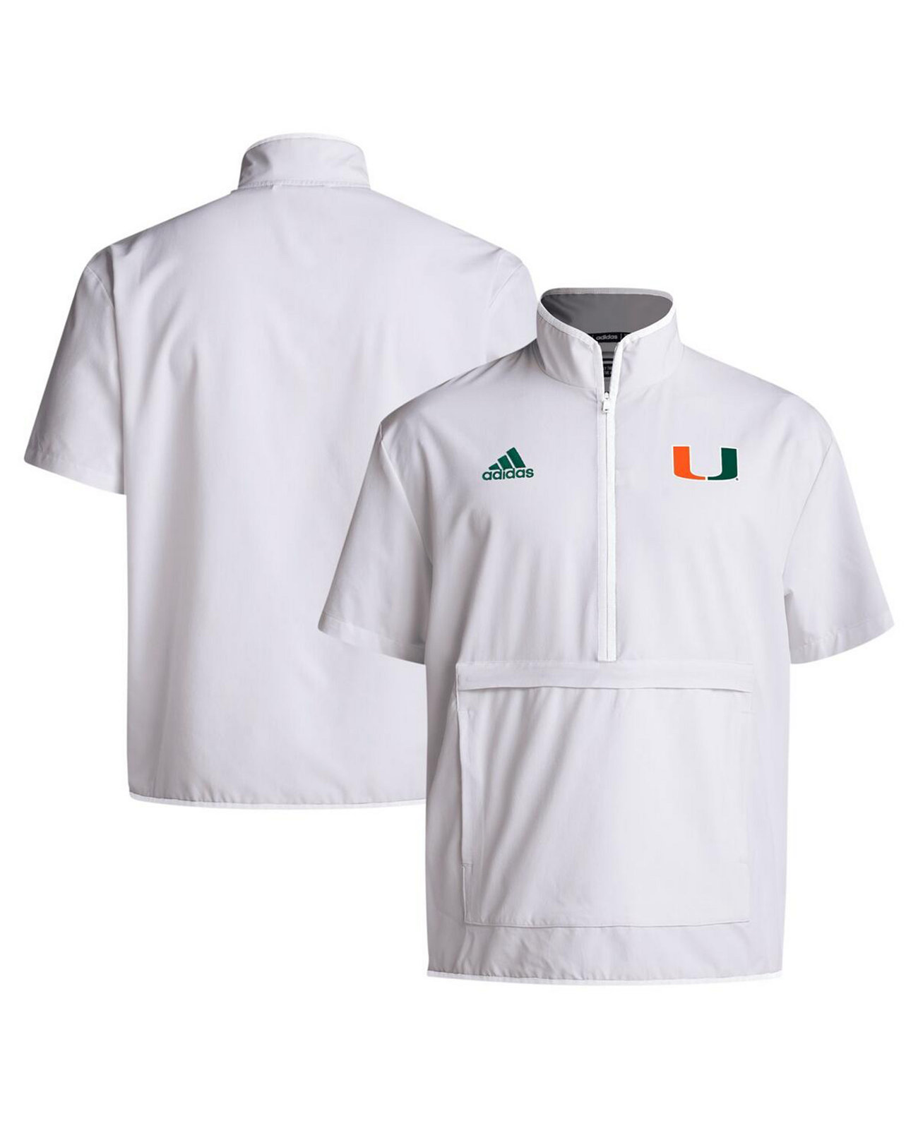 Мужская белая куртка Adidas Miami Hurricanes с коротким рукавом и 1/2 молнией Adidas