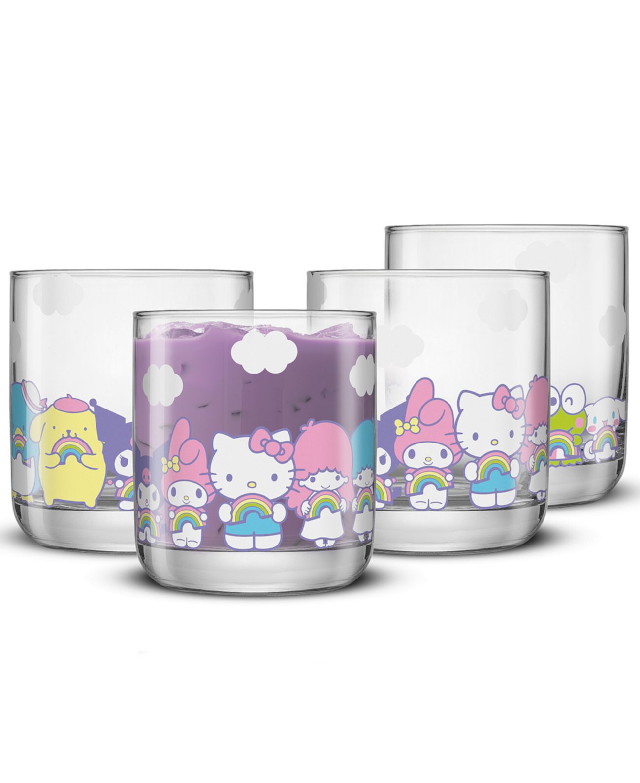 Hello Kitty and Friends Rainbow Short Drinking Glasses, Set of 4 JoyJolt