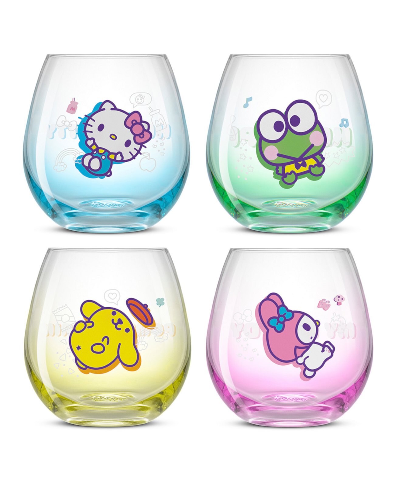 Hello Kitty and Friends Above the Clouds Stemless Drinking Glasses, Set of 4 JoyJolt