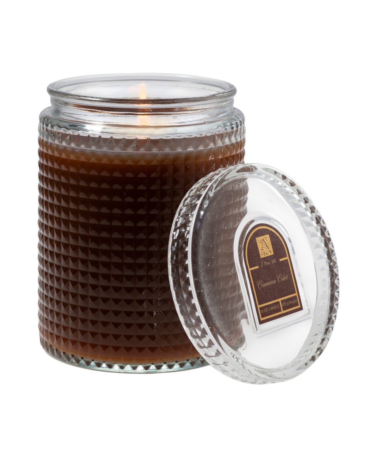 Cinnamon Cider Textured Glass Candle with lid,15oz Aromatique