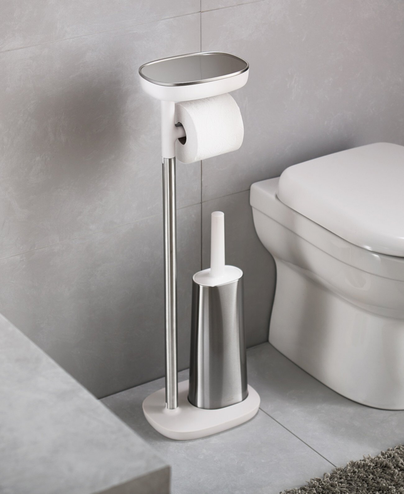 EasyStore™ Standing Toilet Paper Holder and Flex Steel Toilet Brush Joseph Joseph