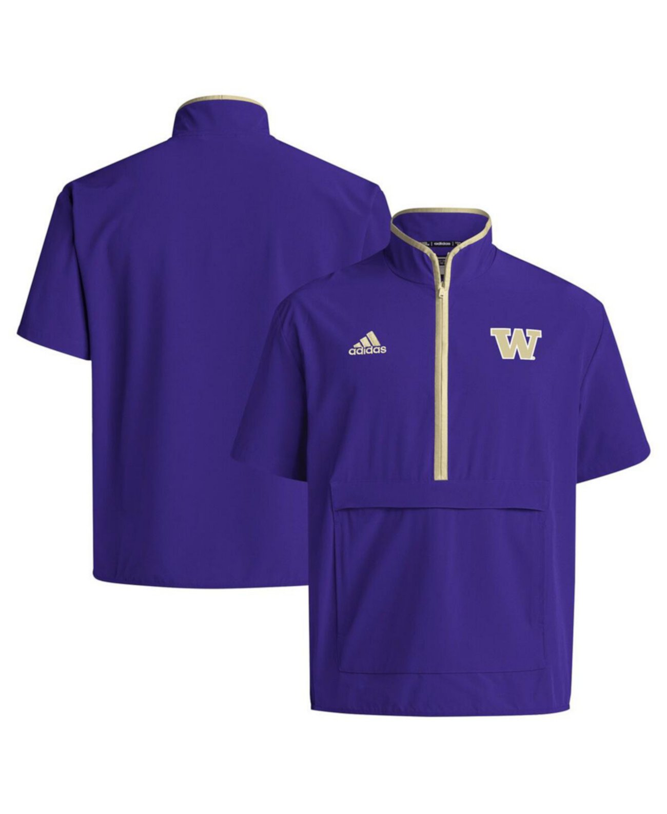 Мужская фиолетовая куртка Adidas Washington Huskies с коротким рукавом и 1/2 молнией Adidas