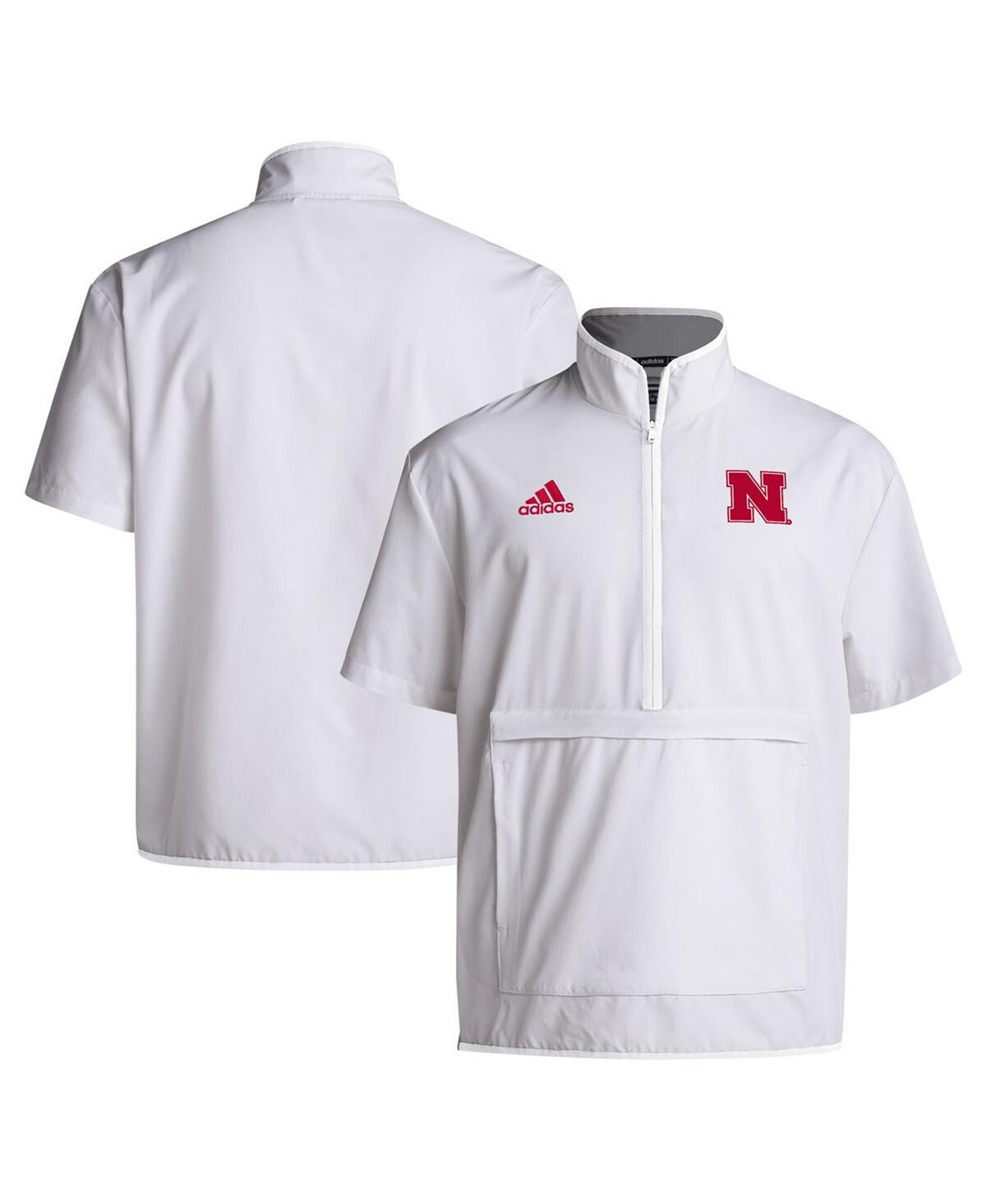 Мужская белая куртка Adidas Nebraska Huskers Coaches с короткими рукавами и 1/2 молнией Adidas