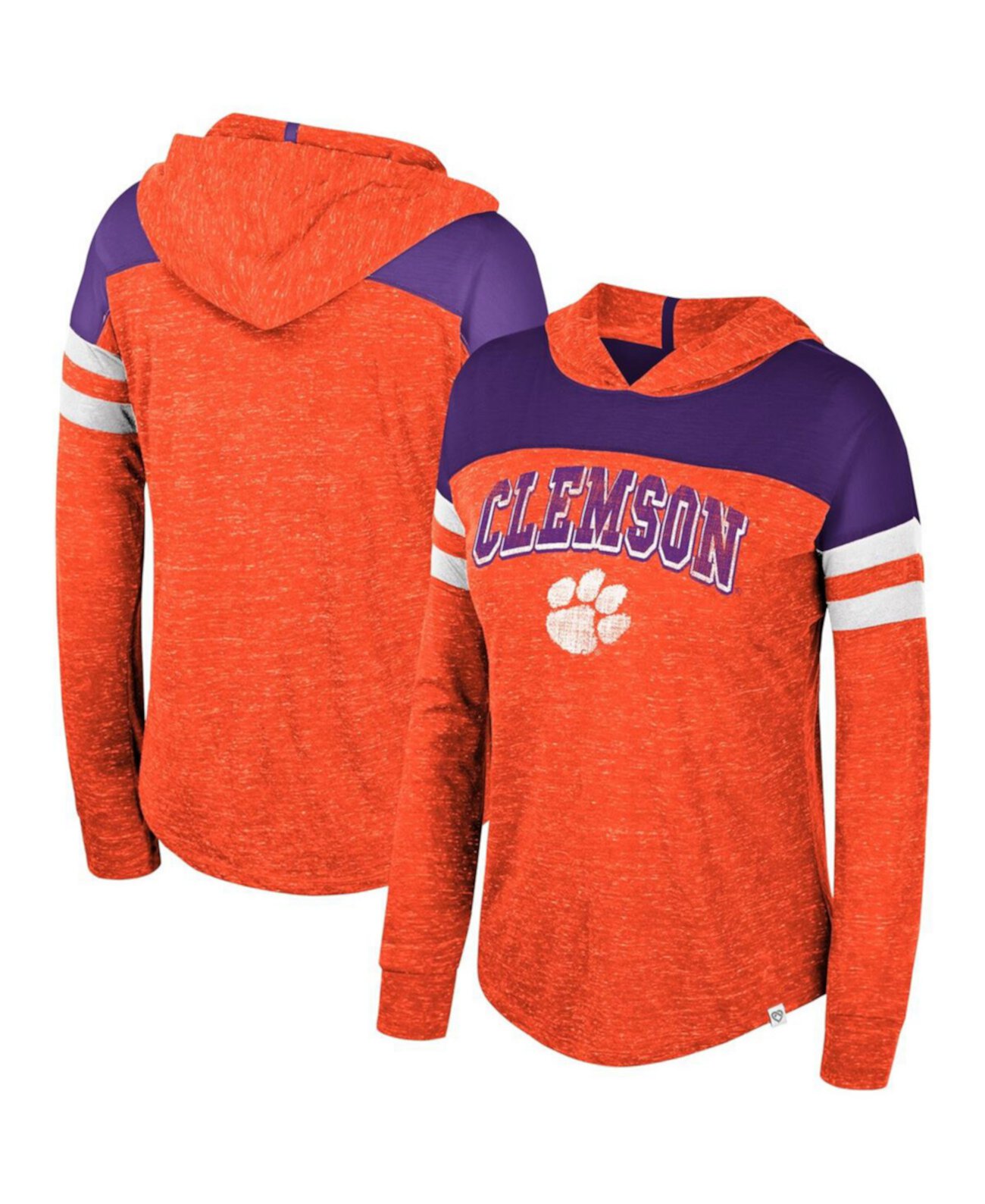 Женская оранжевая меланжевая толстовка с капюшоном Clemson Tigers и длинным рукавом Colosseum