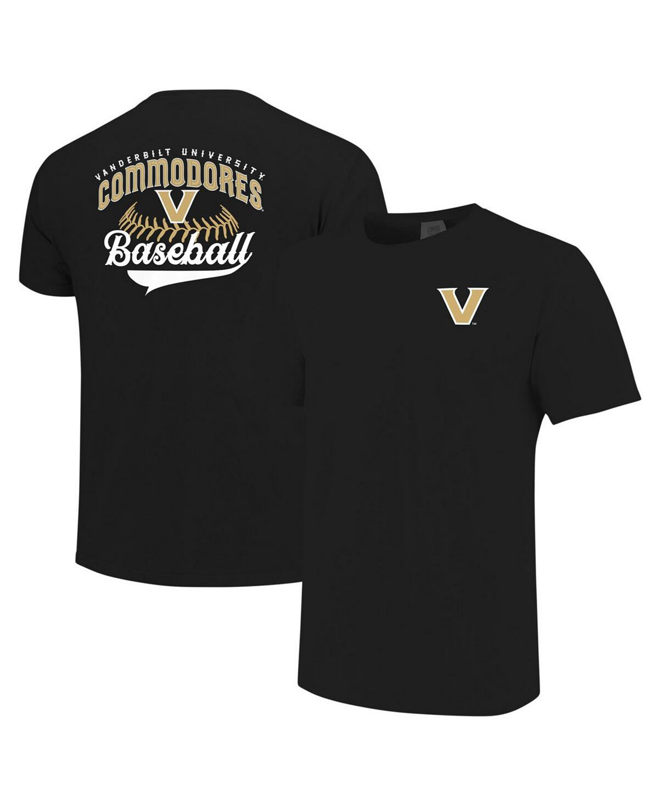 Мужская черная футболка Vanderbilt Commodores Baseball из 100% хлопка с коротким рукавом Image One