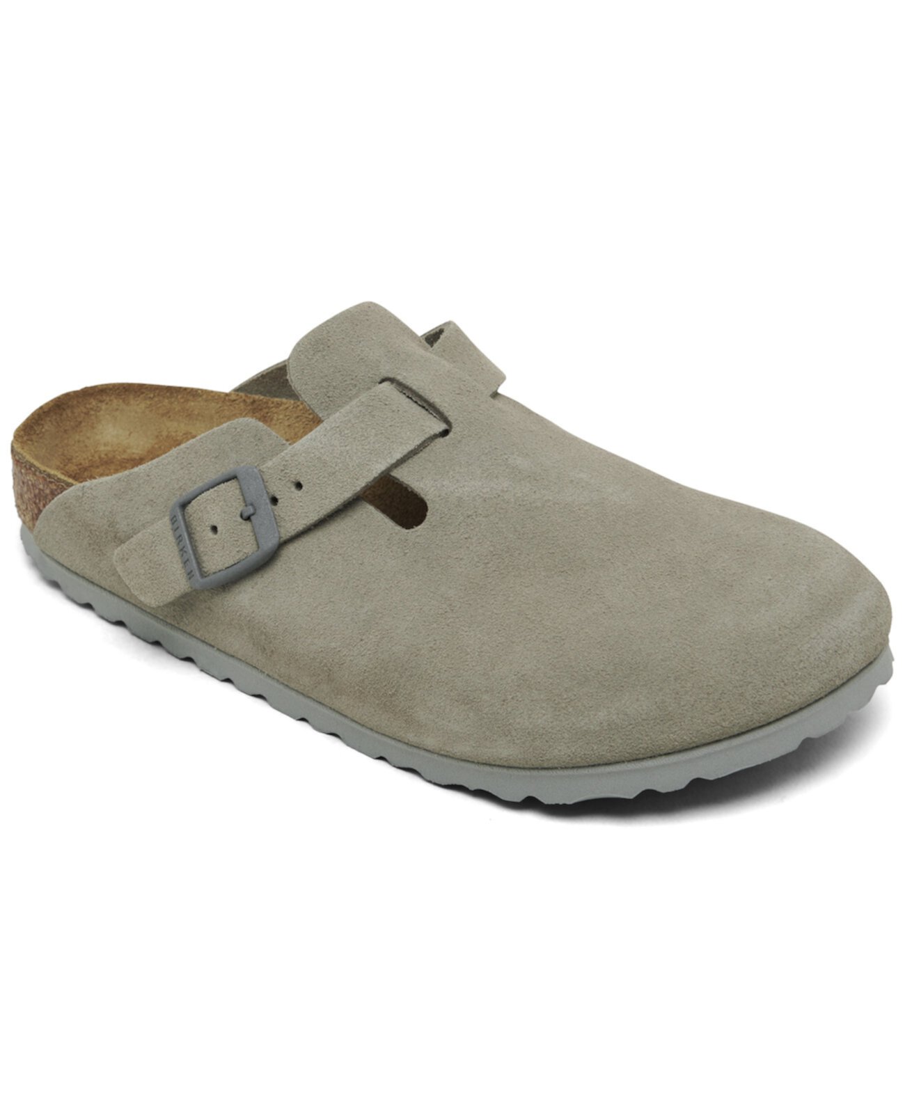 Женские замшевые тапочки Birkenstock Boston с контурной стелькой и цепочкой Birkenstock