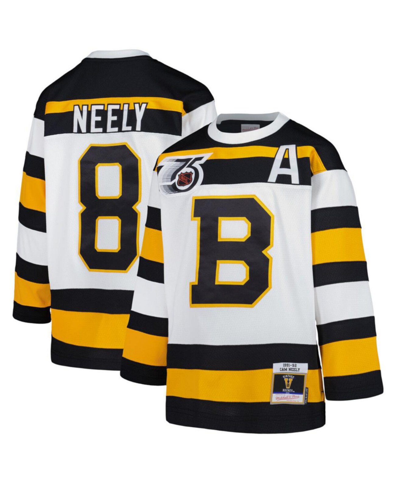 Детское Джерси Mitchell & Ness Cam Neely White Boston Bruins 1991 Blue Line Player Mitchell & Ness