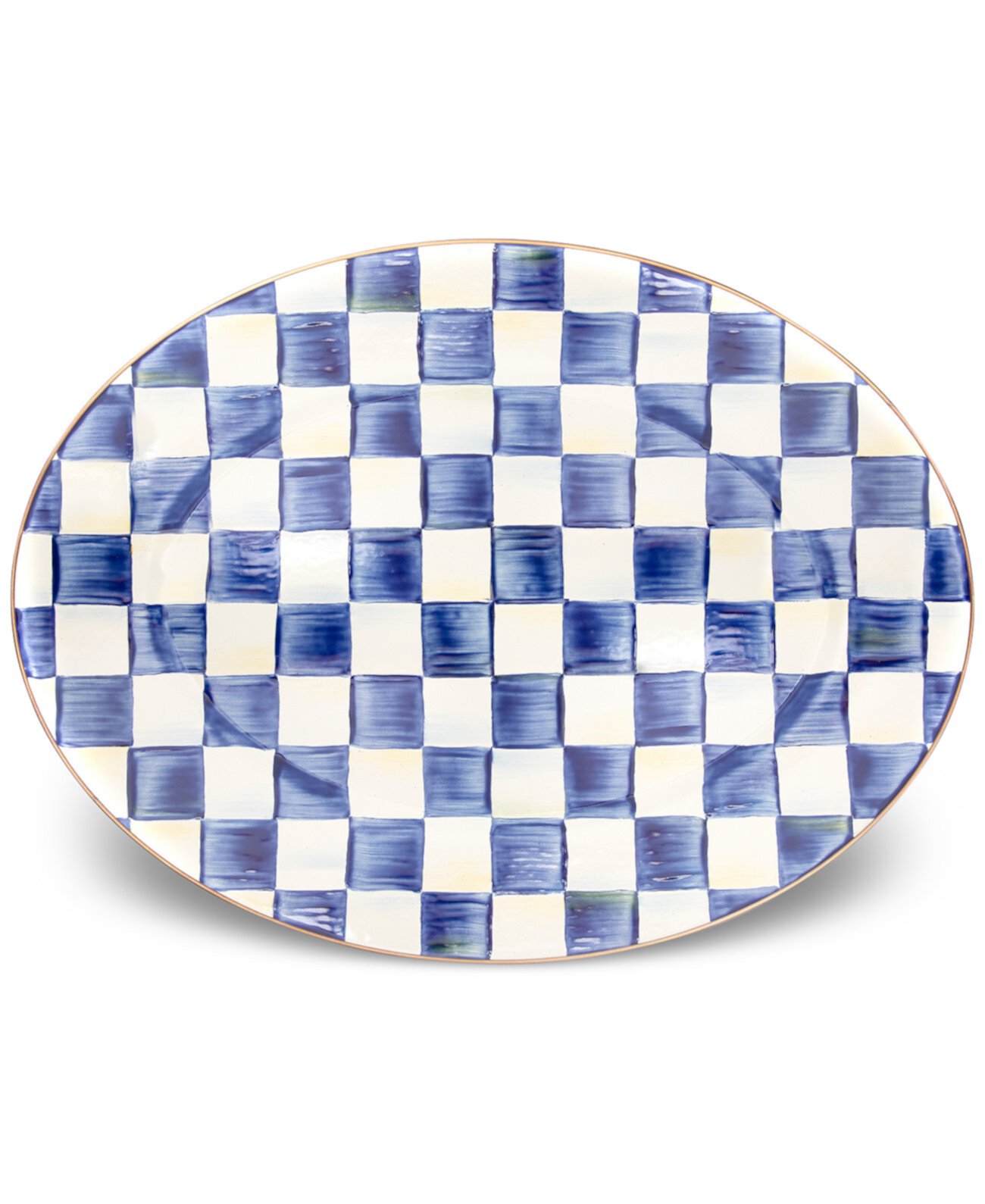 Royal Check Enameled Steel Medium Oval Platter MacKenzie-Childs