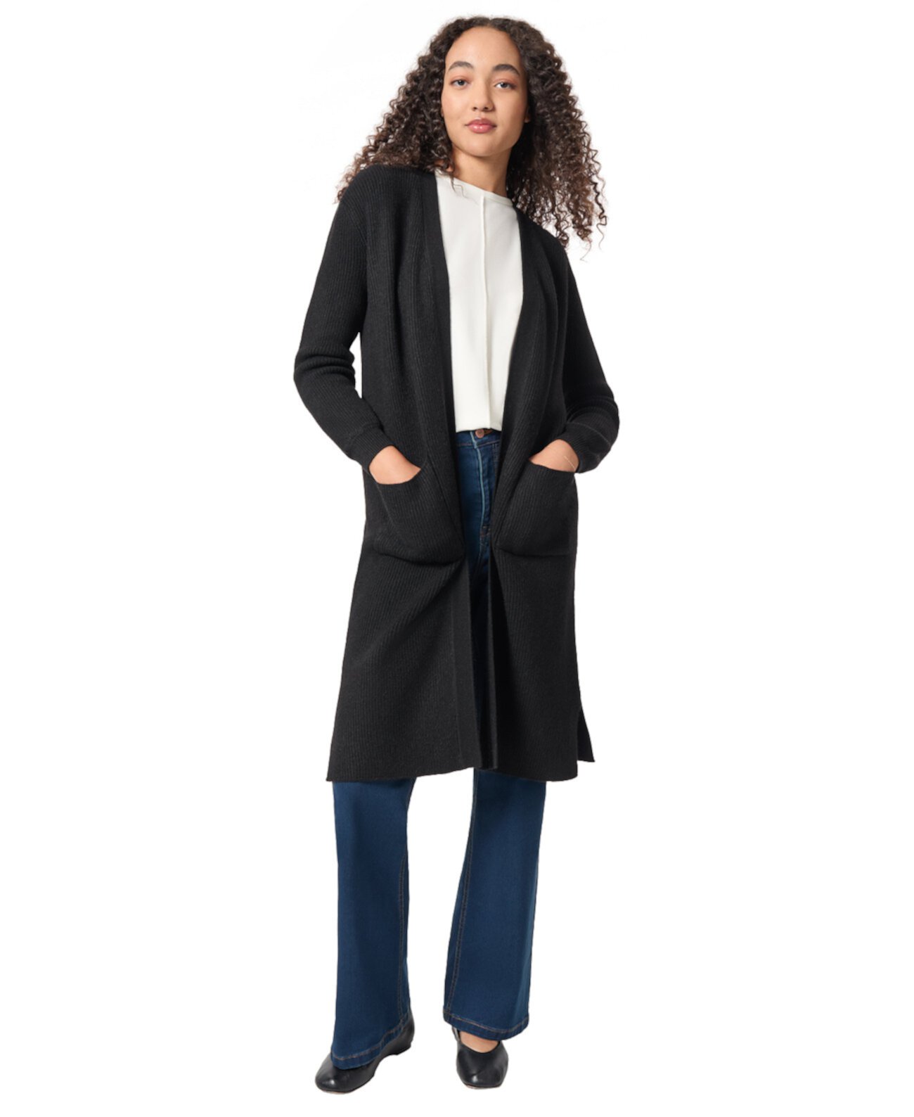 Женский Свитер Jones New York Petite Ribbed Open-Front Duster Cardigan Jones New York