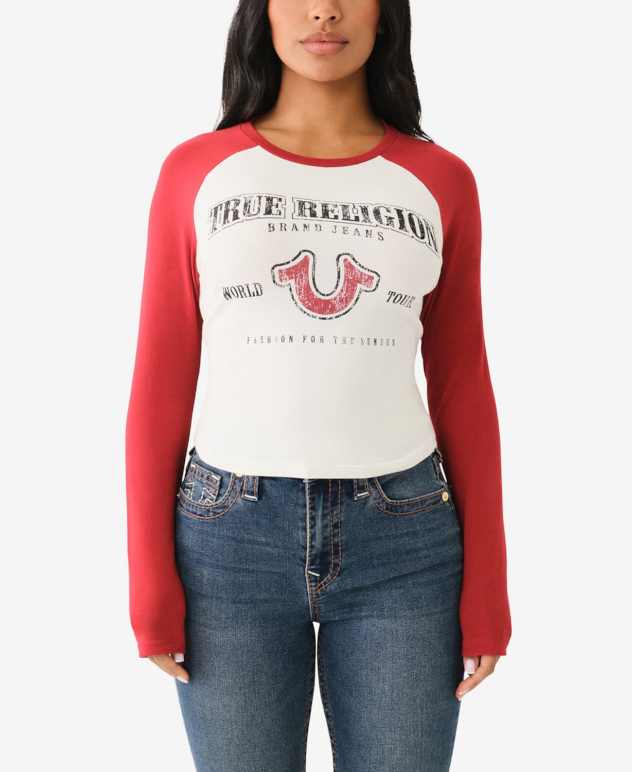 Женская Футболка True Religion Vintage-Style Contrast Raglan True Religion