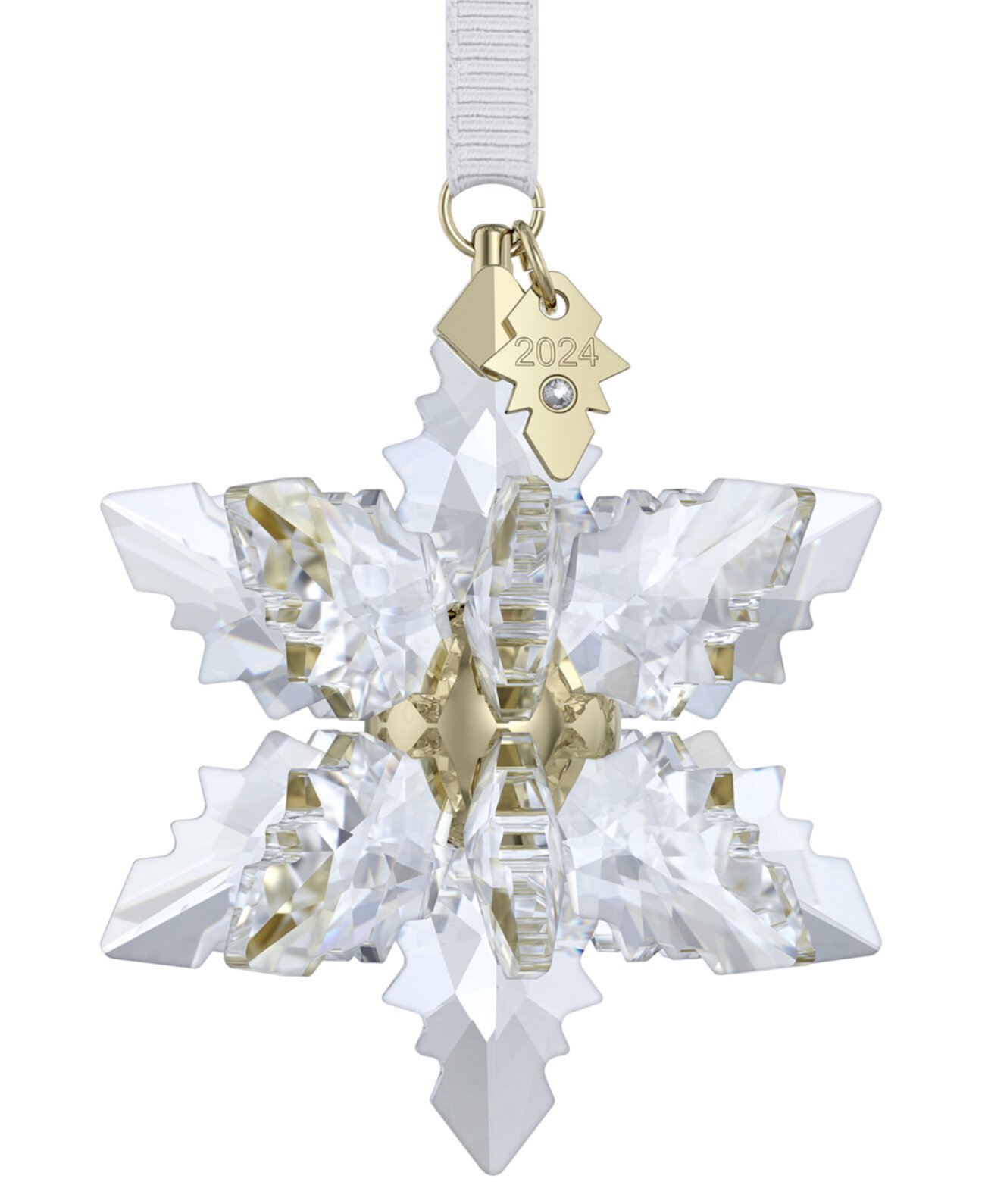 2024 Gold-Tone Accent Crystal Snowflake Ornament Swarovski