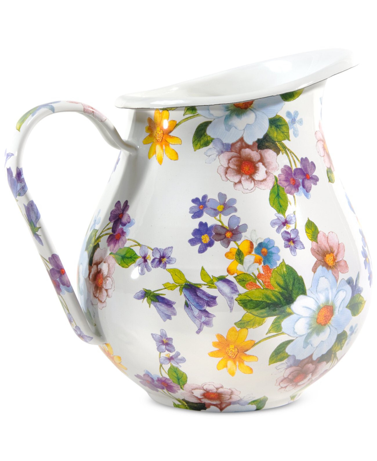 White Flower Market Enameled Steel Pitcher MacKenzie-Childs