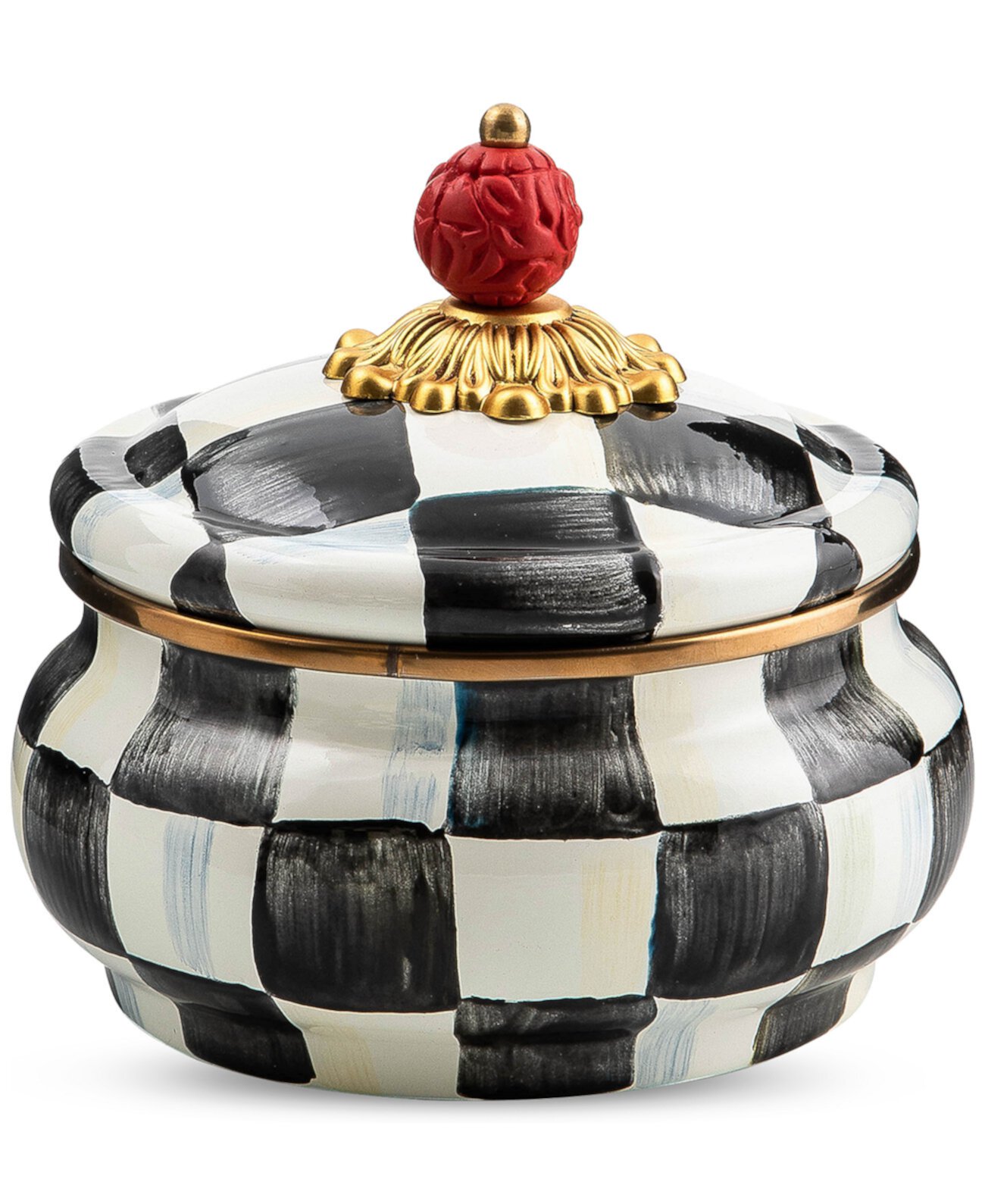 Courtly Checks Enameled Steel Squash Pot Canister MacKenzie-Childs