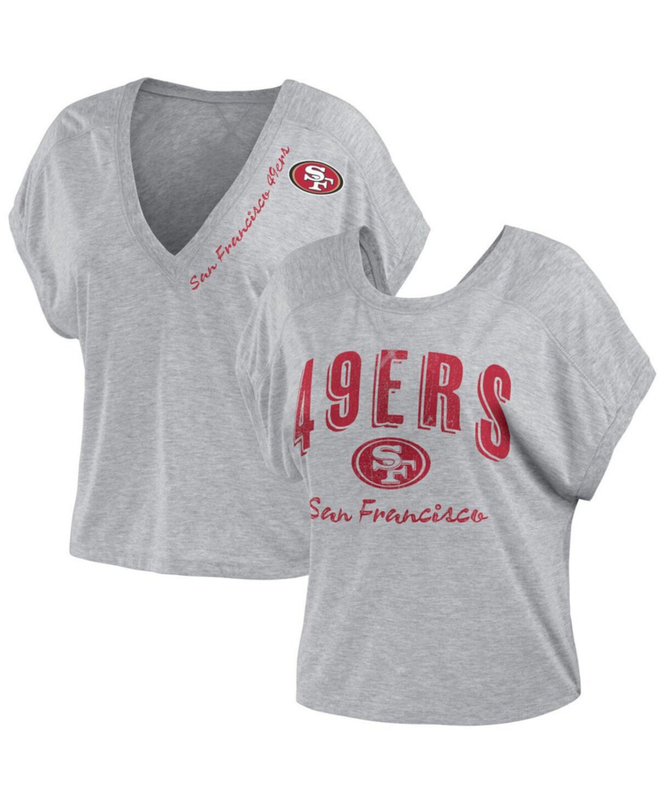 Реверсивная женская футболка серого цвета с изображением San Francisco 49ers WEAR by Erin Andrews