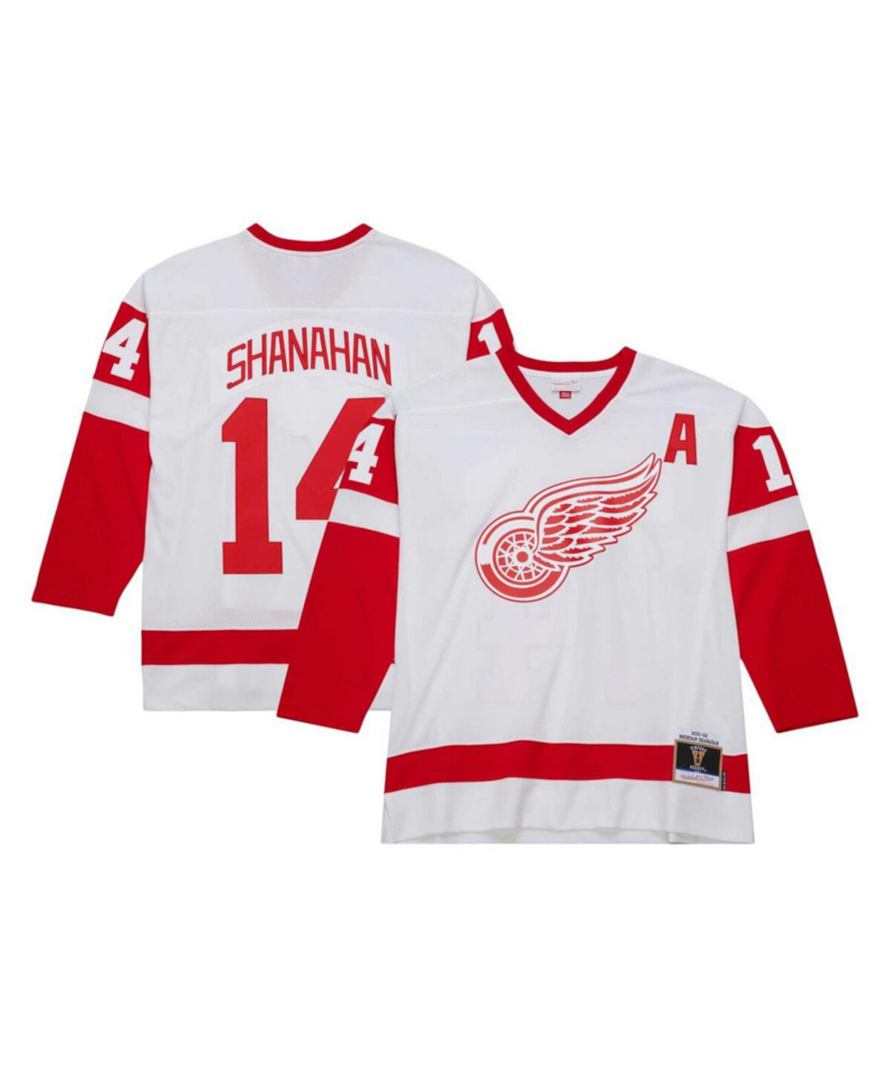 Мужская Джерси Mitchell & Ness Brendan Shanahan Белая Detroit Red Wings 2001/02 Alternate Captain Blue Line Player Mitchell & Ness