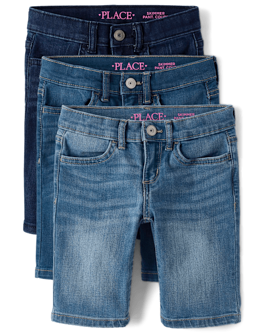 Girls Denim Skimmer Shorts 3-Pack The Children`s Place