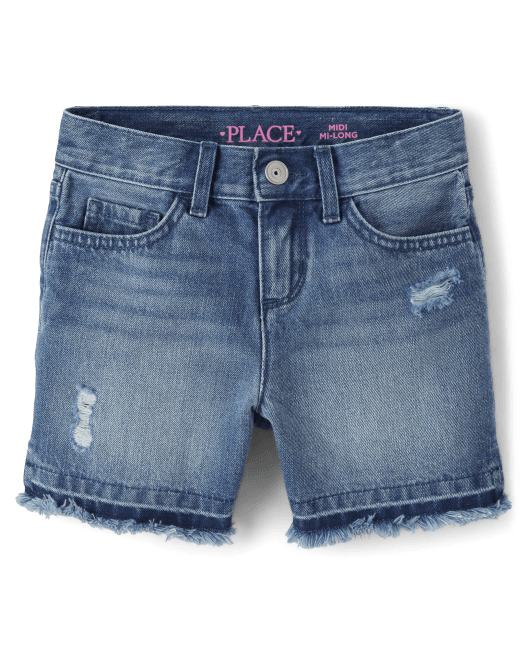 Girls Denim Midi Shorts The Children`s Place