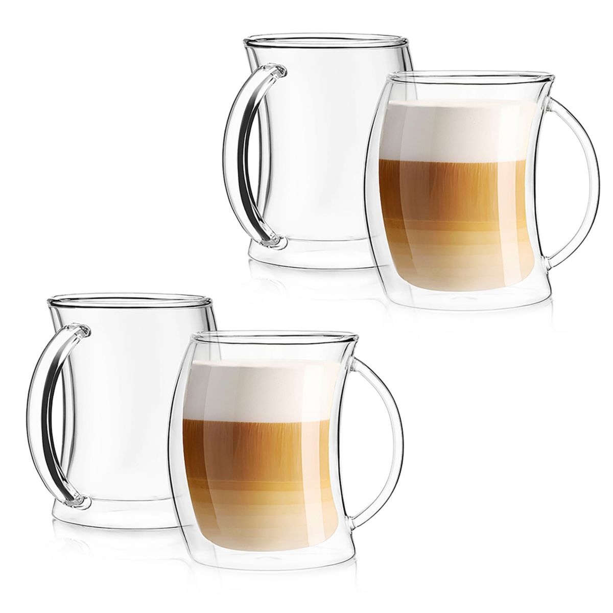 JoyJolt Caleo 4-pc. Double Walled Latte Glass Set JoyJolt