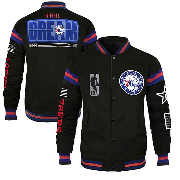 Унисекс Повседневные куртки FISLL x Black History Collection Черная Куртка Philadelphia 76ers Fisll