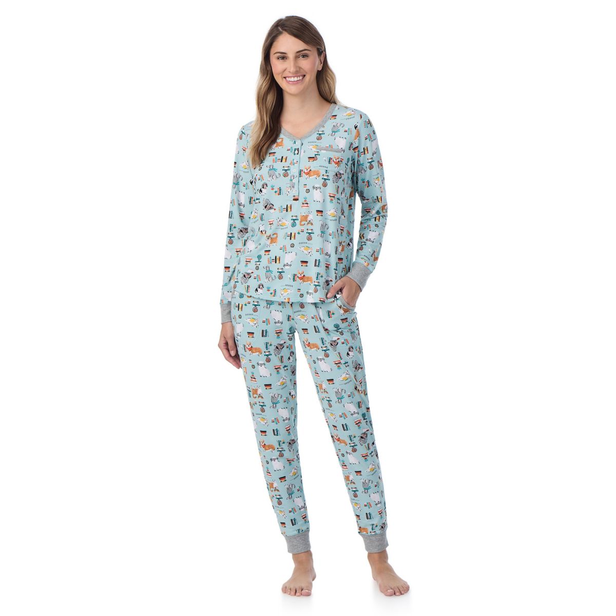 Женская Пижама Cuddl Duds Cozy Long Sleeve Henley Pajama Top and Pajama Pants Set Cuddl Duds