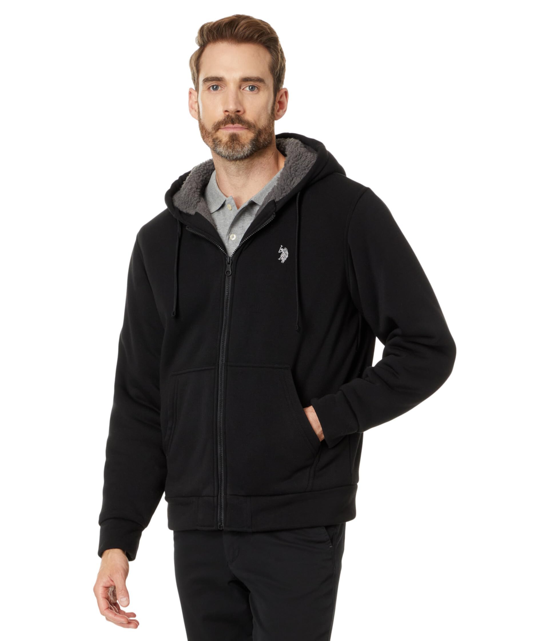 Мужская Повседневная куртка U.S. POLO ASSN. USPA USPA Full Zip Sherpa Hoodie U.S. POLO ASSN.