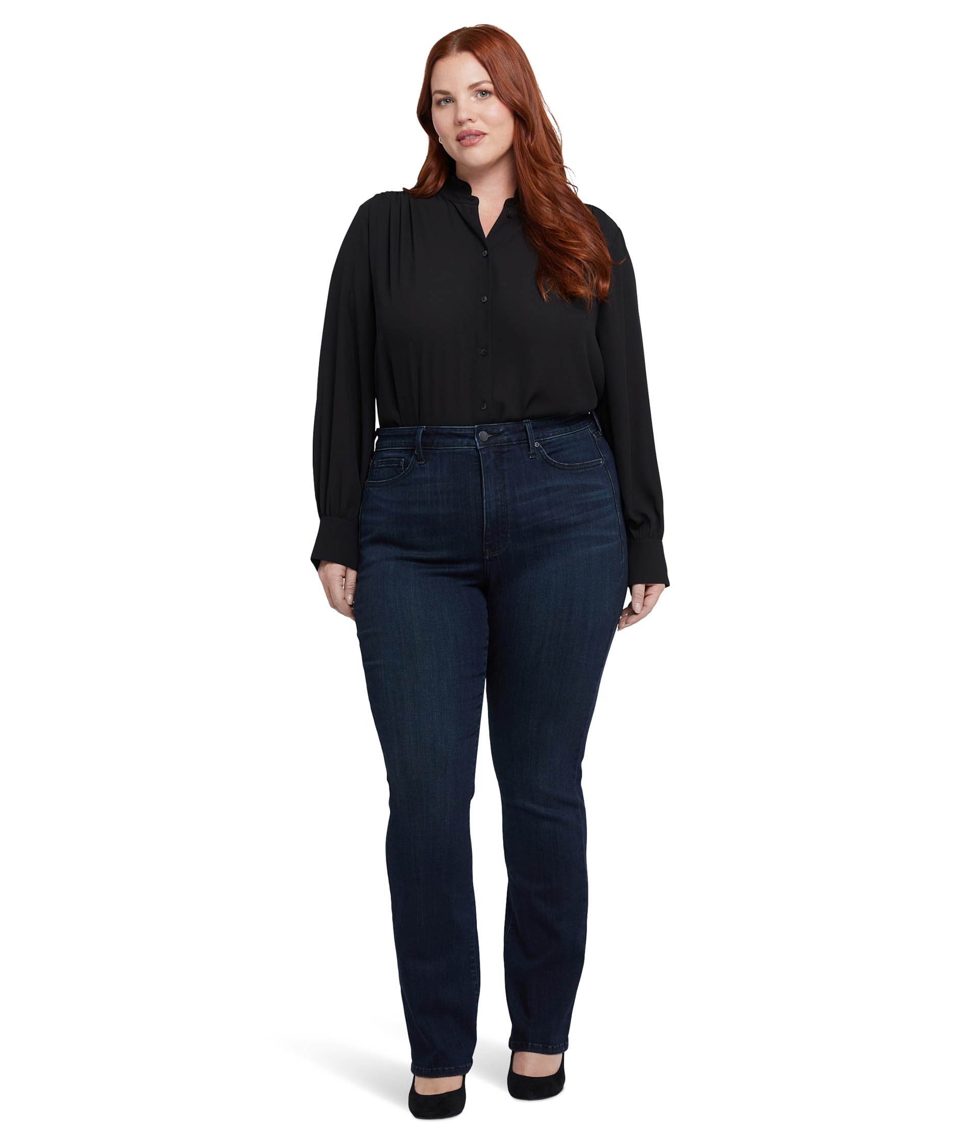 Женские Джинсы bootcut NYDJ Plus Size High Rise Billie Slim в обсидиановом синем цвете NYDJ