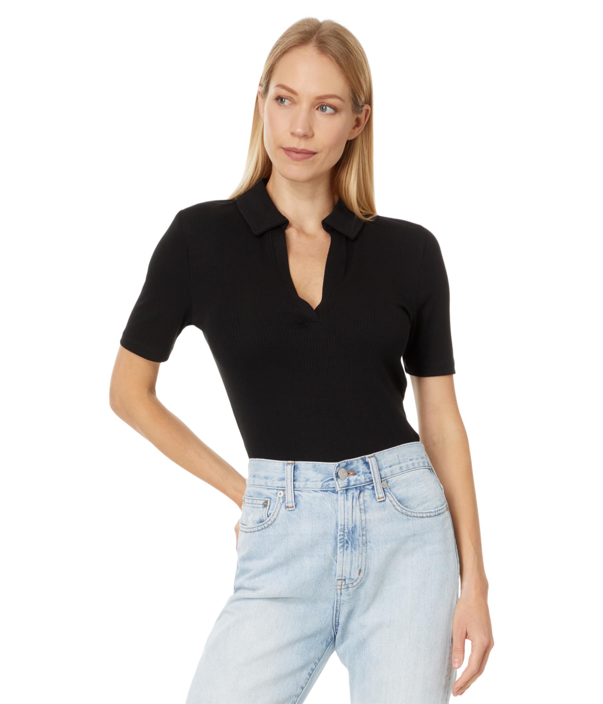 Классическая поло-футболка Madewell из модала с короткими рукавами, 67% Lenzing® Modal Madewell