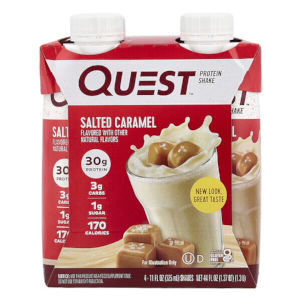 Protein Shake, Salted Caramel, 4 Shakes, 11 fl oz (Жидкие унции) (325 ml) Each Quest Nutrition