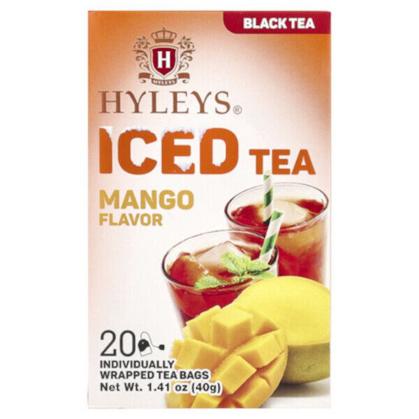 Холодный черный чай с манго, 20 индивидуальных пакетиков, 40 г Hyleys Tea