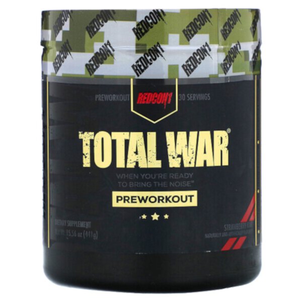 Total War, Preworkout, Strawberry Kiwi, 15.56 oz (Унции) (441 g) Redcon1