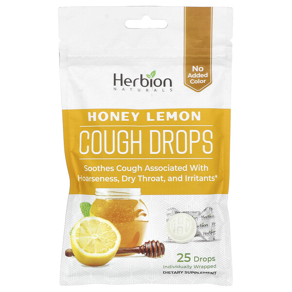 Naturals, Cough Drops (Капли), Honey Lemon, 25 Drops Herbion Naturals