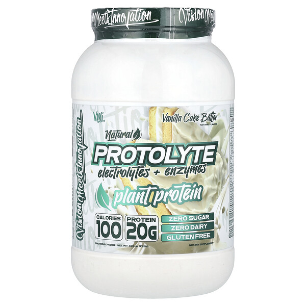 ProtoLyte, Plant Protein Powder (Порошок), Vanilla Cake Batter, 1.6 lb (Фунты) (725 g) VMI Sports