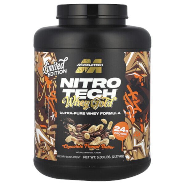 Nitro-Tech® Whey Gold 2,27 кг, 24 г белка на порцию, вкус шоколадный арахис Muscletech