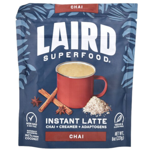 Мгновенный латте Чай с кремом и адаптогенами 227 г без ГМО и глютена Laird Superfood