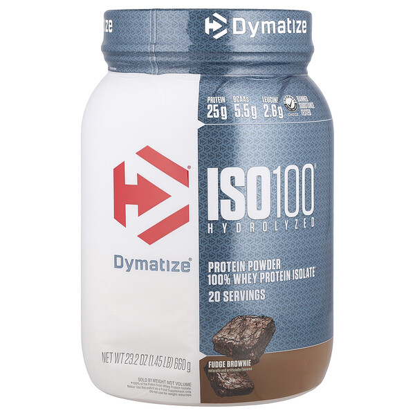 ISO100® Hydrolyzed, 100% Whey Protein Isolate, Fudge Brownie , 1.45 lb (Фунты) (660 g) Dymatize