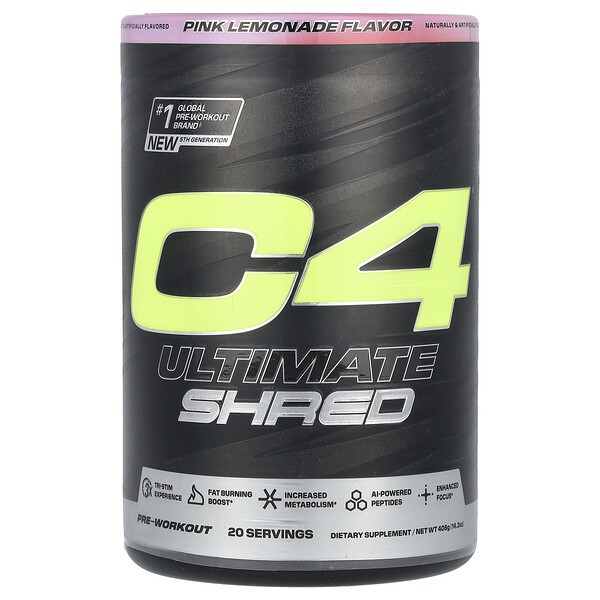 C4 Ultimate Shred, Pre-Workout, Pink Lemonade , 14.3 oz (Унции) (406 g) Cellucor