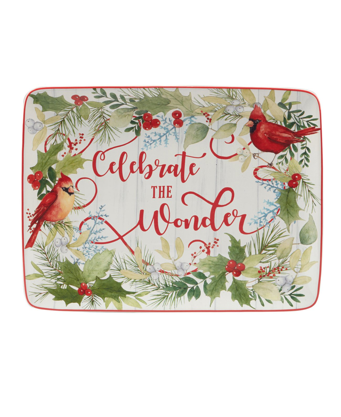 Winter Greens Rectangular Serving Platter Certified International